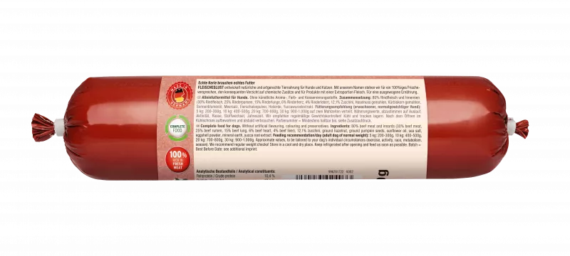 Rindermenü mit Zucchini, Haselnuss und Kürbiskernen 800g